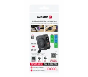 Rozbaleno - SWISSTEN 22013978 Cestovní powerbanka (USA/EU/UK) 10000 mAh 20W černá / rozbaleno