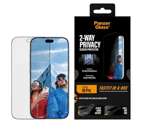 Rozbaleno - PanzerGlass 2-way Privacy iPhone 17/18 Pro / Ochranné sklo / Ultra-Wide Fit / FastFit s aplikačním boxem