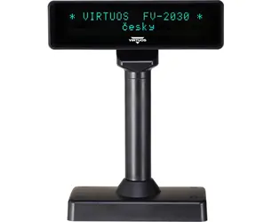 Virtuos zákaznický display FV-2030B / VFD / 2 x 20 znaků / 9 mm / RS232 / včetně napájení +12V / černý