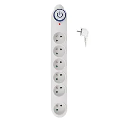 Solight PO63 přepěťová ochrana bílá / 150J / 6 zásuvek / 3m