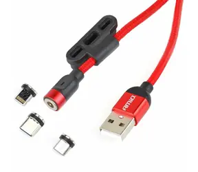 AMiO Nabíjecí kabel mobilního telefonu USB-C / microUSB / Lightning - délka 1m / magnetický / proud 2.4A