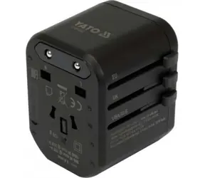 YATO YT-81300 / Cestovní adaptér / 18W / Typ I & G & A & C / USB-A / USB-C