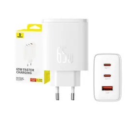 Baseus P10152301213-00 Cube Pro Napájecí adaptér bílá / USB-A / USB-C / 65W