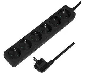 Logilink LPS238B černá / Prodlužovací přívod 230V / 1.5m / 6 zásuvek