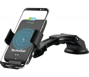 TechniSat Smartcharge 1 Nabíjecí držák telefonu do auta černá / 65-100 mm / do mřížky / na sklo / Qi / USB-C / 10W