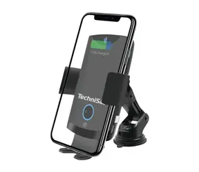 TechniSat Smartcharge 2 Nabíjecí držák telefonu do auta černá / 65-100 mm / do mřížky / na sklo / Qi / USB-C / 10W