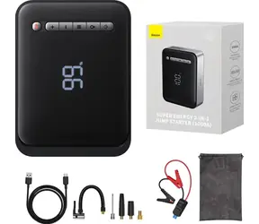 Baseus Super Energy Car Jump Starter Powerbanka + startér + kompresor černá / 8000mAh / 1000A / USB 