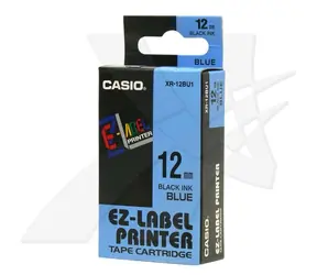 CASIO originální páska do tiskárny štítků CASIO XR-12BU1 / černý tisk / modrý podklad / nelaminovaná / 8m / 12mm