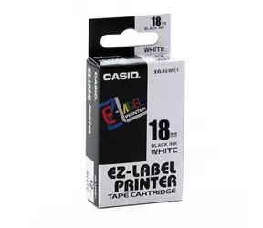 CASIO originální páska do tiskárny štítků CASIO XR-18WE1 / černý tisk / bílý podklad / nelaminovaná / 8m / 18mm