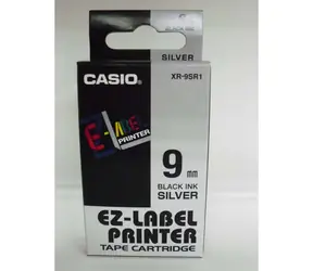 CASIO originální páska do tiskárny štítků CASIO XR-9SR1 / černý tisk / stříbrný podklad / nelaminovaná / 8m / 9mm