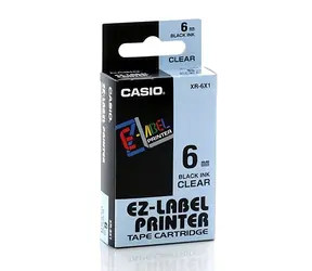 CASIO Páska do tiskárny štítků CASIO XR-6X1 / černý tisk / průhledný podklad / 6mm
