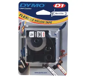 Dymo originální páska do tiskárny štítků 19mm x 3.5m / černý tisk / bílý podklad / D1 speciální - flexibilní