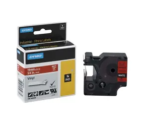 Dymo originální páska do tiskárny štítků 19mm x 5.5m (červený podklad) / bílý tisk / RHINO vinylová profi D1