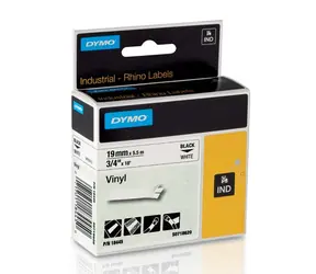 Dymo originální páska do tiskárny štítků 19mm x 5.5m / černý tisk / bílý podklad / RHINO vinylová profi D1