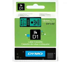 Dymo originální páska do tiskárny štítků 19mm x 7m (zelený podklad) / černý tisk / D1
