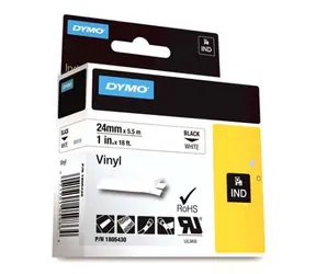 Dymo originální páska do tiskárny štítků 24mm x 5.5m (bílý podklad) - vinyl / černý tisk / RHINO vinylová profi D1