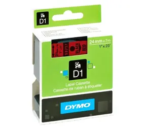 Dymo originální páska do tiskárny štítků 24mm x 7m (červený podklad) / černý tisk / D1