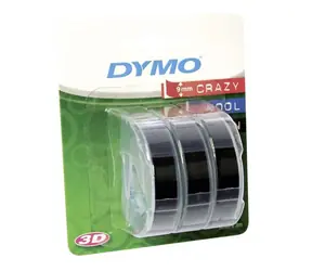 Dymo originální páska do tiskárny štítků 9mm x 3m (černý podklad ) 3ks