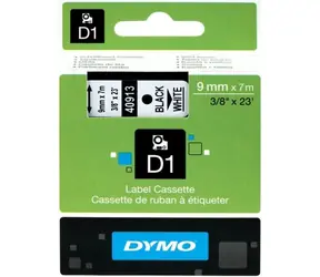 Dymo originální páska do tiskárny štítků 9mm x 7m (bílý podklad) / černý tisk / D1