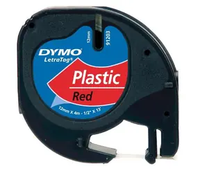 Dymo originální páska do tiskárny štítků 12mm x 4m (červený podklad)