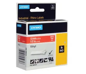 Dymo originální páska do tiskárny štítků 12mm x 5.5m (červený podklad)
