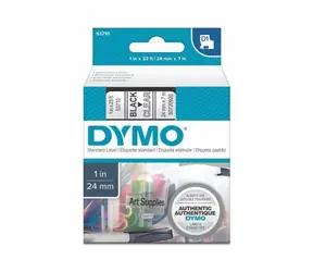 Dymo D1 originální páska do tiskárny štítků 24mm x 7m / černý tisk na průhledném podkladu