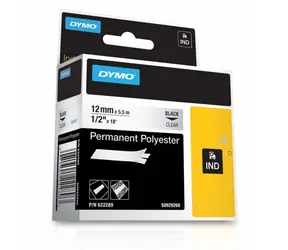 Dymo originální páska do tiskárny štítků 12mm x 5.5m (transparentní podklad) / černý tisk / D1