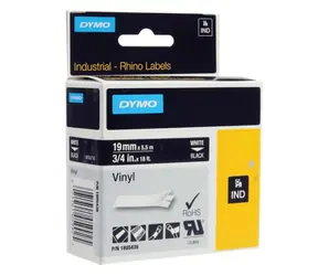 Dymo originální páska do tiskárny štítků 19mm x 5.5m (černý podklad) / bílý tisk / D1 / vinyl