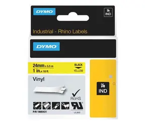 Dymo originální páska do tiskárny štítků 24mm x 5.5m (žlutý podklad) / černý tisk / D1 / vinyl