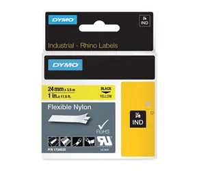 Dymo originální páska do tiskárny štítků 24mm x 3.5m (žlutý podklad) / černý tisk / D1 / nylon