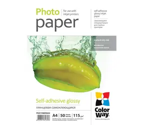 COLORWAY Fotopapír samolepicí A4 (lesklý) - 115g/m2 50ks