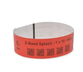 Zebra Wristband Red 1x10in (25.4x254mm) / PP / DT / Z-Band Splash / Adhesive closure / 350/roll / 6/box