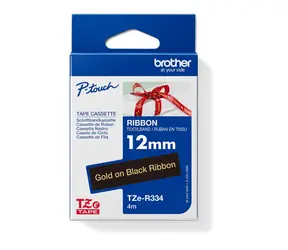 Brother TZe-R334 / zlatý tisk na černé / 12mm / 4m