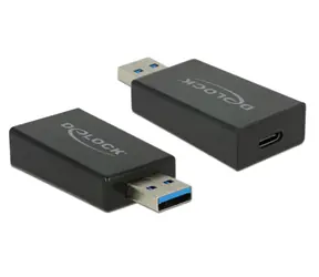 DeLock adaptér SuperSpeed USB 10 Gbps (USB 3.1 Gen 2) TypA samec > USB Type-C samice černá