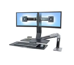 ERGOTRON WorkFit-A II / Držák pro Dual Monitor a kláv. + myš vč. pracovní desky / černá