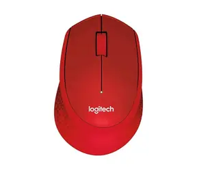 Logitech Wireless Mouse M330 Silent Plus červená / bezdrátová optická myš / 3 tlačítka / 1000dpi