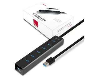 AXAGON HUE-SA7BP, 7x USB 5Gbps ALU CHARGING hub, kabel USB-A 40cm, vč. AC adapteru
