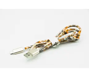 MIZOO X28-17m Luxusní USB kabel z kůže s designovým potiskem - microUSB 1m / Summer flower