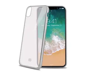 CELLY Laser TPU pouzdro - lemování s matným kovovým efektem pro Apple iPhone X stříbrná