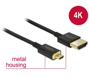 Delock Kabel High Speed HDMI s Ethernetem - HDMI-A samec > HDMI Micro-D samec 3D 4K 2 m