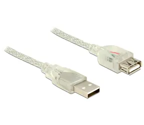 Delock prodlužovací kabel USB 2.0 Typ-A samec > USB 2.0 Typ-A samice / 2 m / transparentní