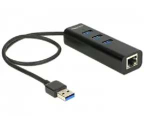 Delock HUB USB 3.0  / 3 portový / + 1 port Gigabit LAN 10, 100, 1000 Mbs