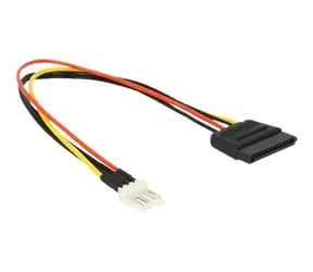 DeLock napájecí kabel SATA 15 pin samec > 4 pin floppy samec / 24 cm