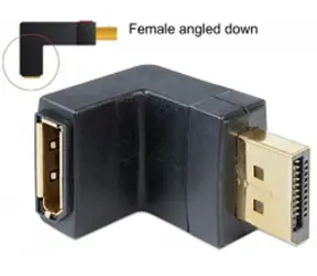 DeLock Adaptér Displayport 1.1 samec > Displayport samice zakřivený dolu