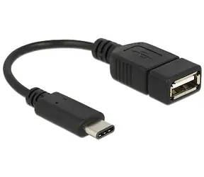 DeLock adaptér kabel USB Typ-C 2.0 samec > USB 2.0 typ A samice / 15 cm / černý