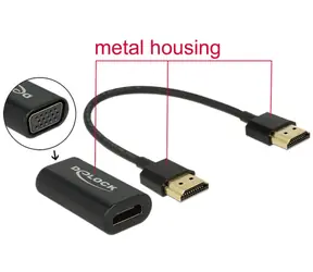 Delock Adaptér HDMI-A samec > VGA samice / kovové pouzdro s 15 cm kabelem