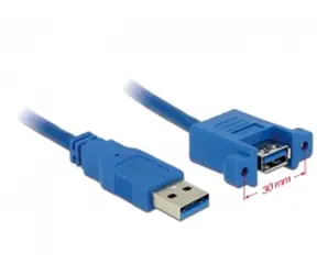 DeLock kabel USB 3.0 Type-A samec > USB 3.0 Type-A samice přišroubovatelná / 1 m