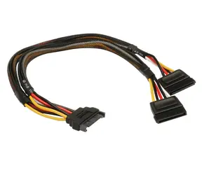 AKASA SATA napájecí rozdvojka 15pin SATA(M) na 2xSATA(F) 30 cm