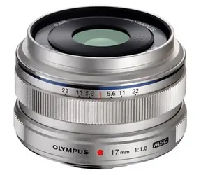 Olympus M. ZUIKO PREMIUM EW-M1718 stříbrná / 17mm / 1:1.8 (ekv. 34mm) pevný objektiv / celokovový 