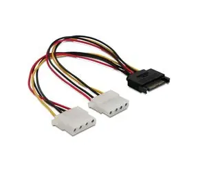 Power Adapter SATA 15-pin samec na 2x Molex 4-pin samice, 20cm